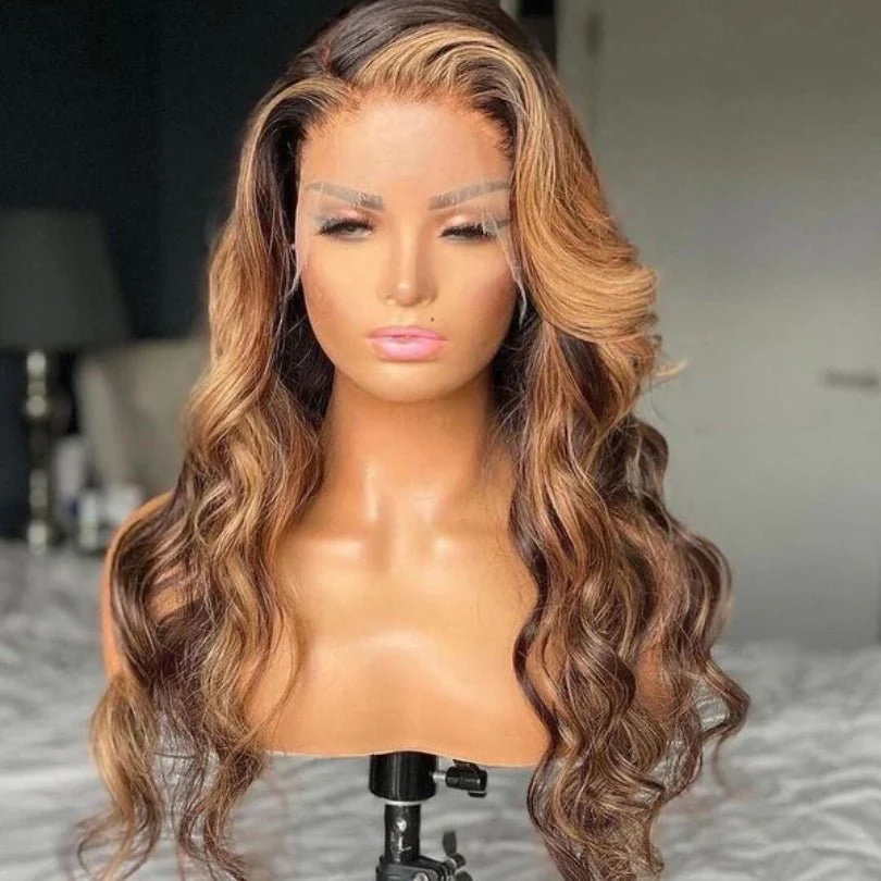 Geetahair Honey Blonde Highlight Body Wave Wig Undetectable Clear Lace Human Hair With Baby Hair - Image 3