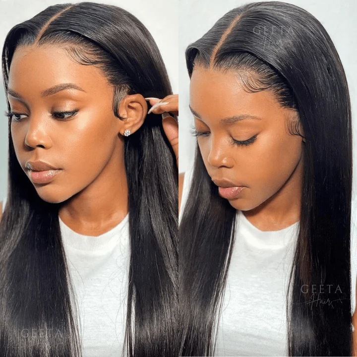 Geetahair Upgrade HD Lace Straight Wig Crystal Clear Lace Human Hair Wigs With Pre Plucked Natural Hairline - Image 4