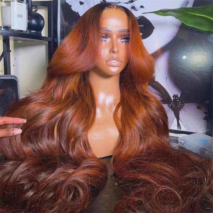 Ginger Color Lace Front Wig Body Wave 13x4/4x4 HD Lace Human Hair Wigs Ombre Colored Wigs With Dark Roots Flash Sale - Image 4