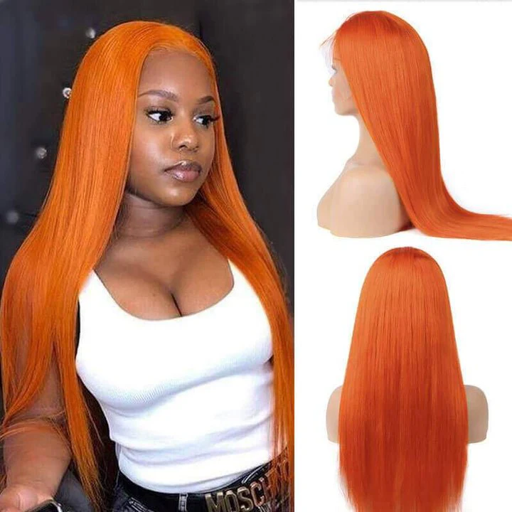 Ginger Color HD Lace Wig Glueless 13x4 Lace Front Wig Straight Hair 4x4 Lace Closure Wig 150% & 180% Density 100% Human Hair Wig-Geeta Hair - Image 4