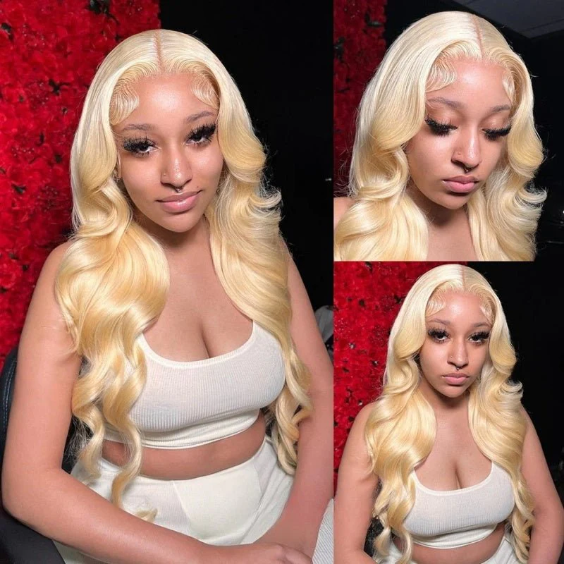 613 Blonde Body Wave/Straight Pre Cut Transparent Lace 180% Density Human Hair Wigs With Air Cap Breathable Wig Flash Sale - Image 2