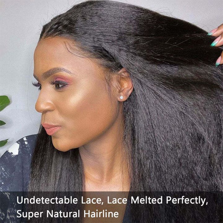 Kinky Straight Pre Cut Transaparent Lace Human Hair Wigs With Breathable Wear & Go Pre Plucked Hairline Cap Air Wig Flash Sale - Image 11