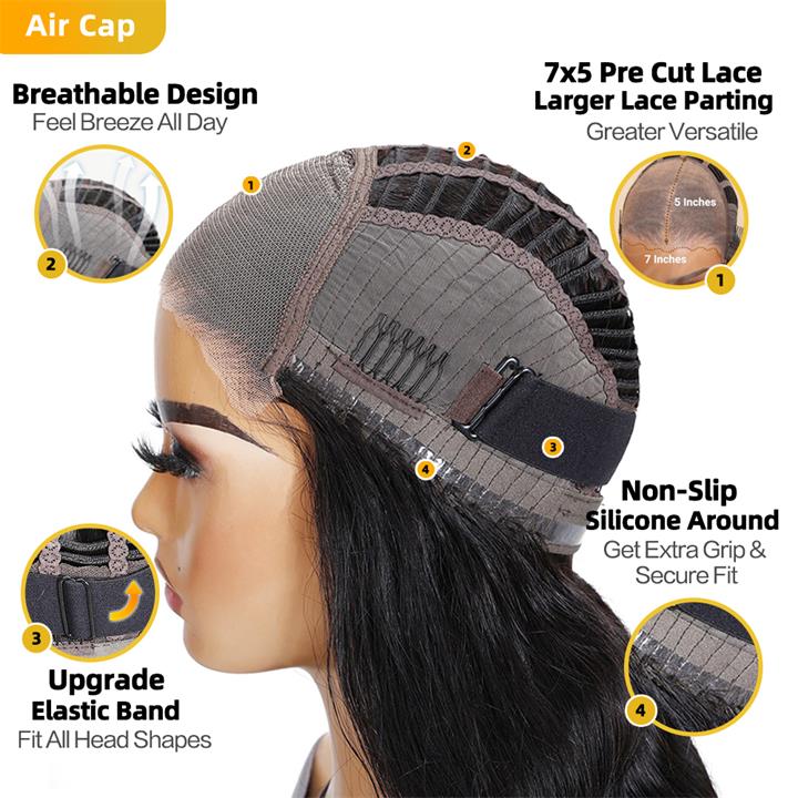 Kinky Straight Pre Cut Transaparent Lace Human Hair Wigs With Breathable Wear & Go Pre Plucked Hairline Cap Air Wig Flash Sale - Image 7
