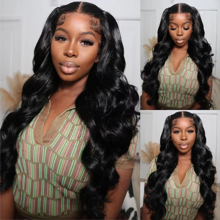 Wear Go Glueless Body Wave Pre Cut HD Transaparent Lace 100% Virgin Human Hair Wigs Wear & Go Pre Plucked Hairline Air Cap Wig
