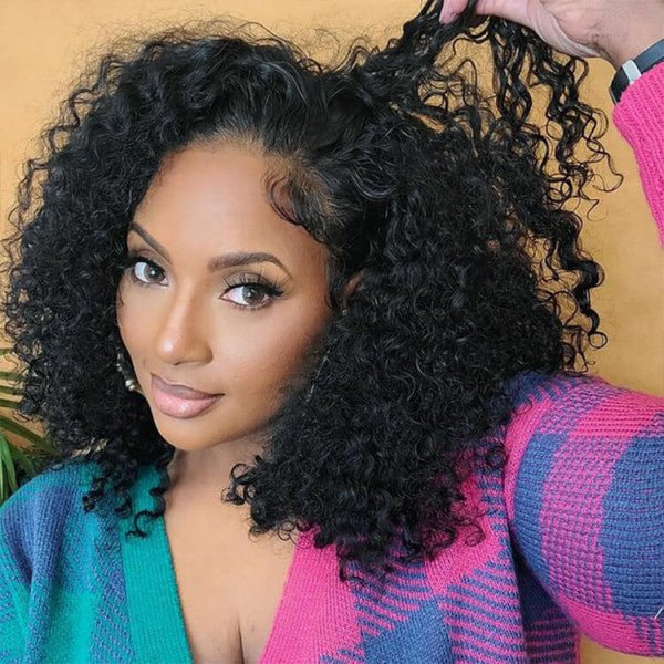 Glueless 4x4 / 13x4 Lace Front Pre Plucked Natural Hairline Curly Bob Wig Daily Deal - Image 3