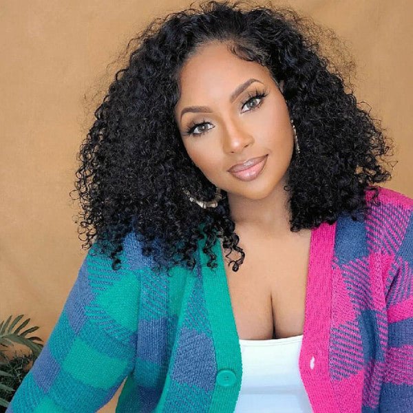Glueless 4x4 / 13x4 Lace Front Pre Plucked Natural Hairline Curly Bob Wig Daily Deal - Image 4
