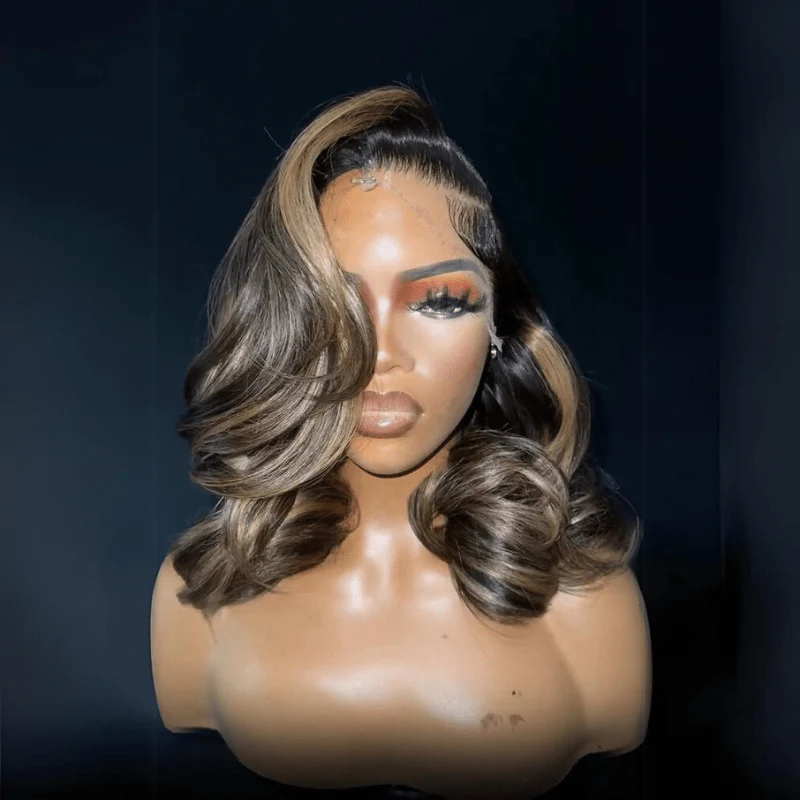 Glueless Luxury Wigs Layers Bob Body Wave Honey Blonde 13x4 Lace Front Wig Bob Human Hair Wigs - Image 3