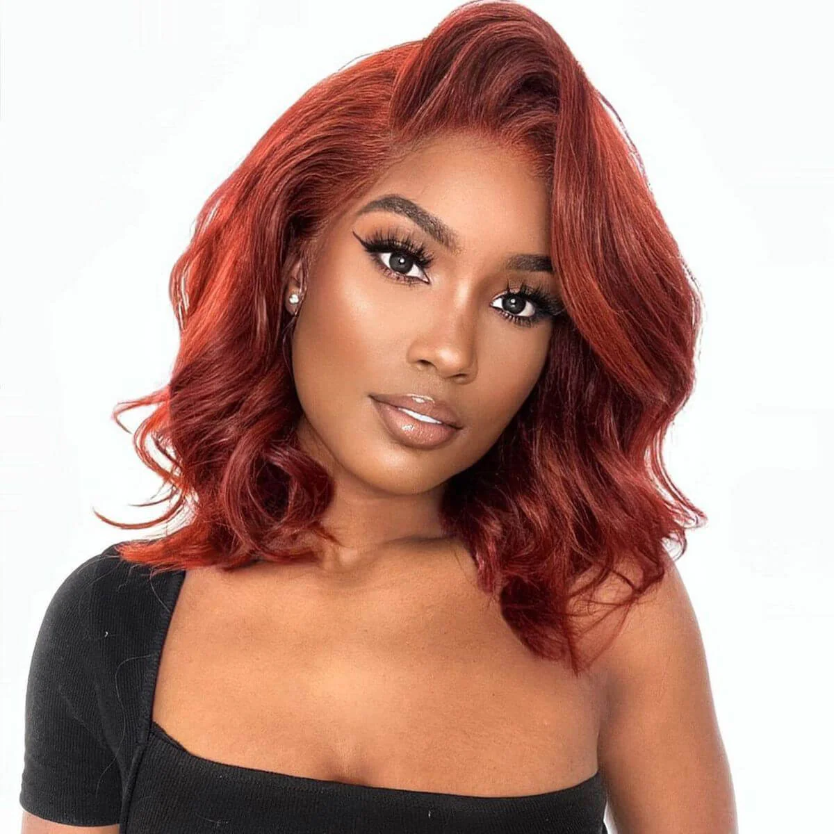 Glueless Reddish Brown Body Wave HD Lace Bob Wig Auburn Body Wave Invisible Lace Human Hair Bob Wigs - Image 3