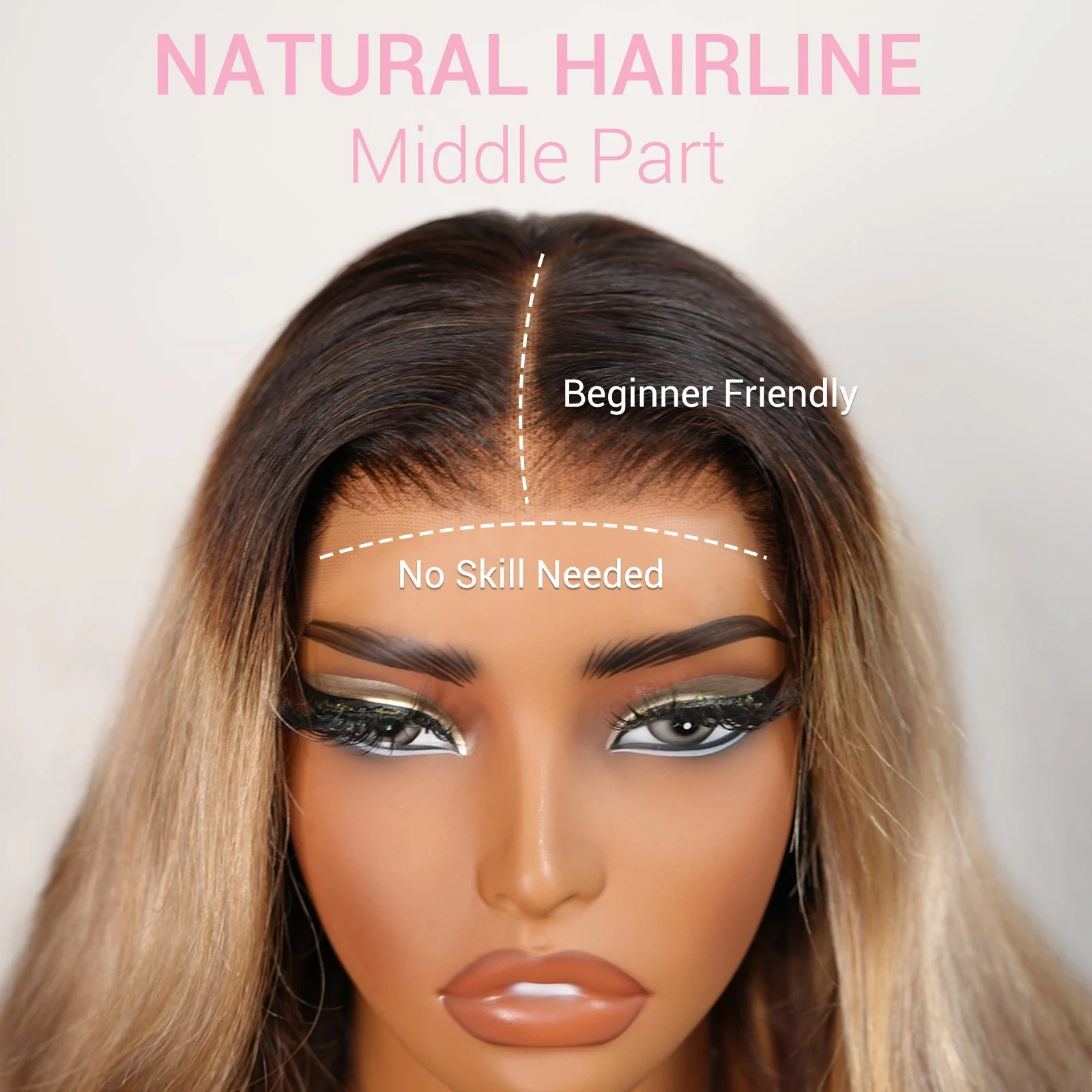 Highlight Blonde With Black Root Colored Wig 13X4 Lace Front Wig Human Hair Transparent Wig Pre Plucked Daily Deal - Image 4