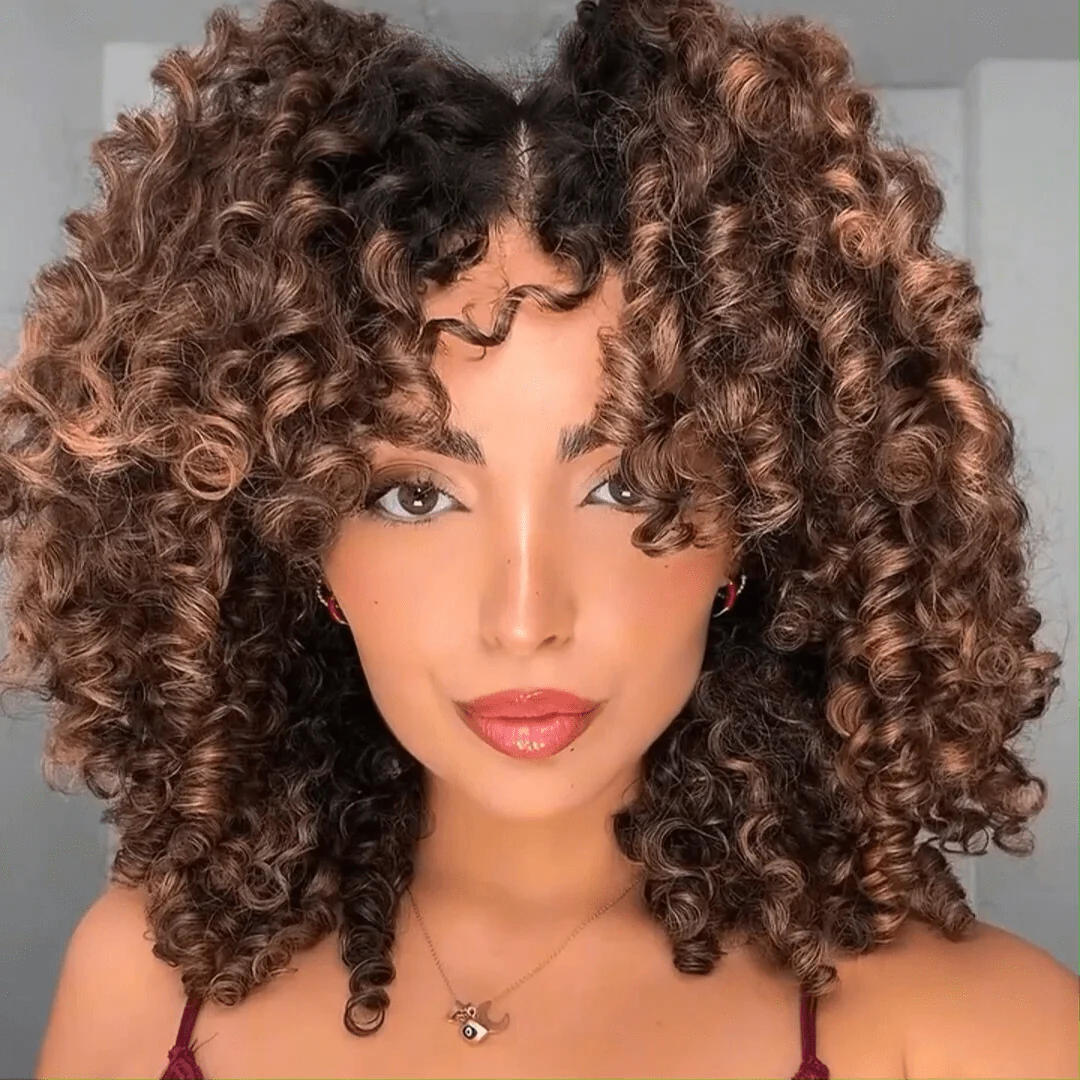 Highlight Fluffy Bouncy Curly Bob Wigs Short Curly 13x4 Lace Front Wig Gluleless Wig Pre Plucked 250% Density Flash Sale - Image 3