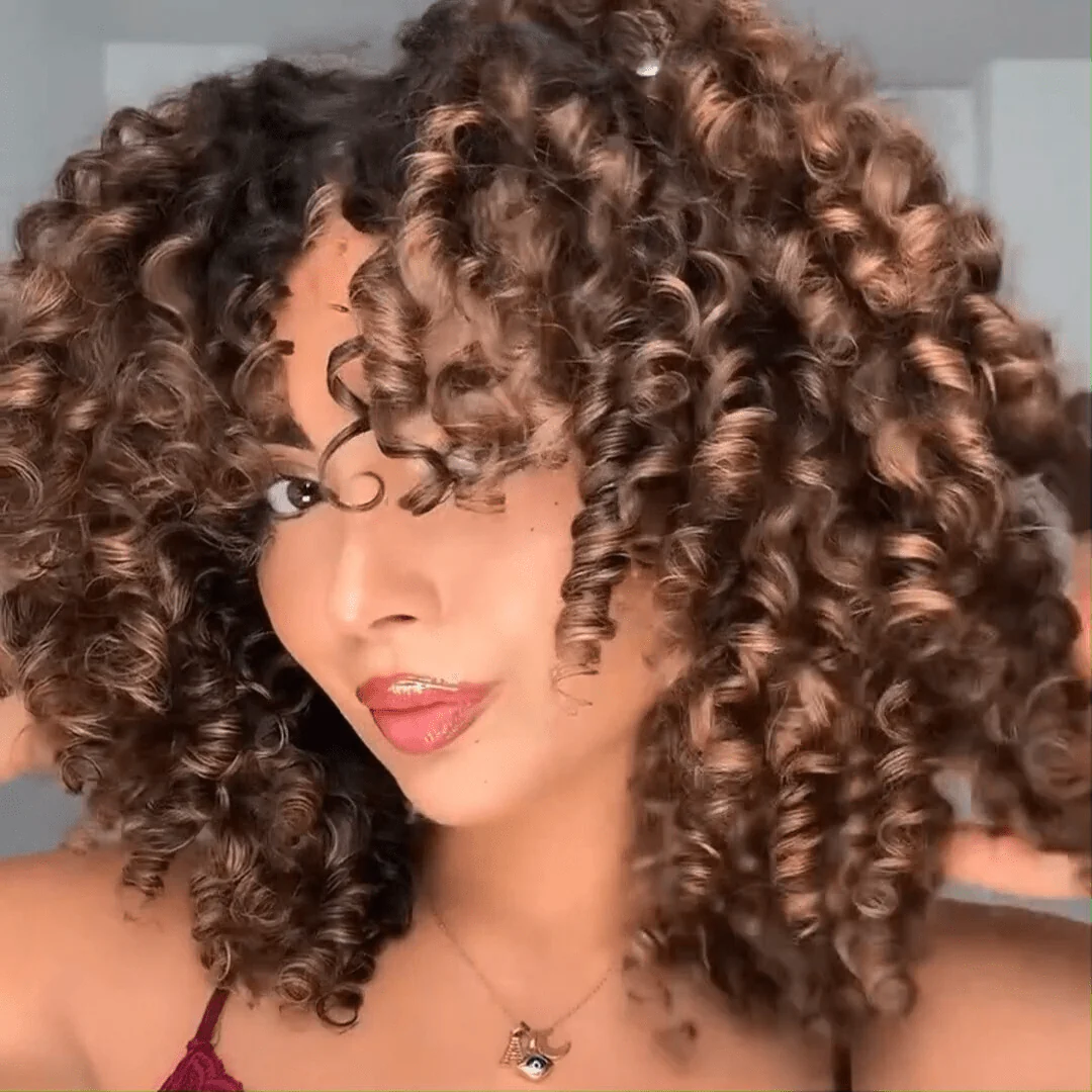 Highlight Fluffy Bouncy Curly Bob Wigs Short Curly 13x4 Lace Front Wig Gluleless Wig Pre Plucked 250% Density Flash Sale - Image 4