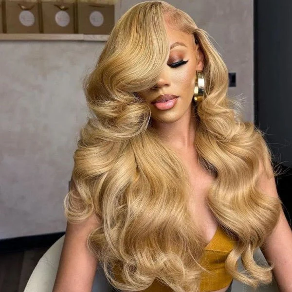 Honey Blonde Lace Front Wig Human Hair Body Wave 13x4 HD Lace Frontal Wigs Human Hair 250% Density - Image 4