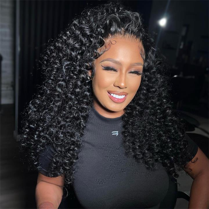 Human Hair Curly Wigs 13x4 HD Transparent Front Lace Wigs Glueless Real Hair Closure Wigs-Geeta Hair - Image 4
