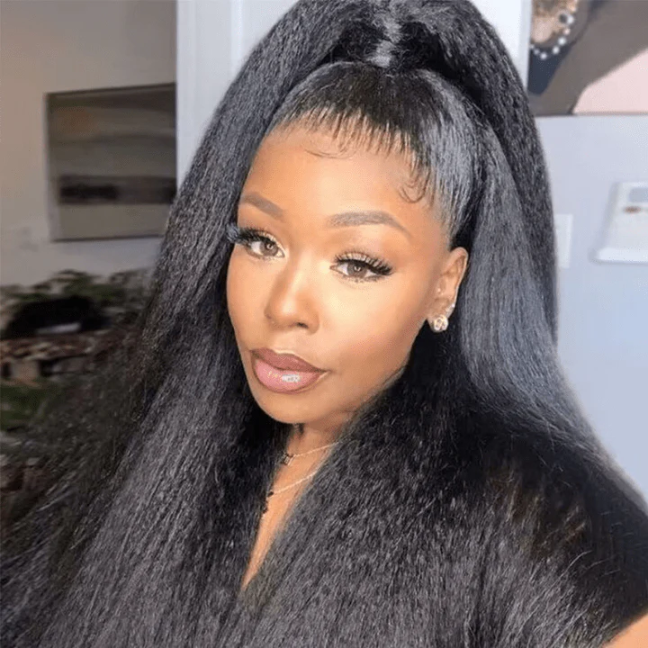 Kinky Straight Hair Wig 360 Transparent Lace Front Wig Human Hair Wigs For Women Full End Glueless Brazilian Hair-GeetaHair - Image 6