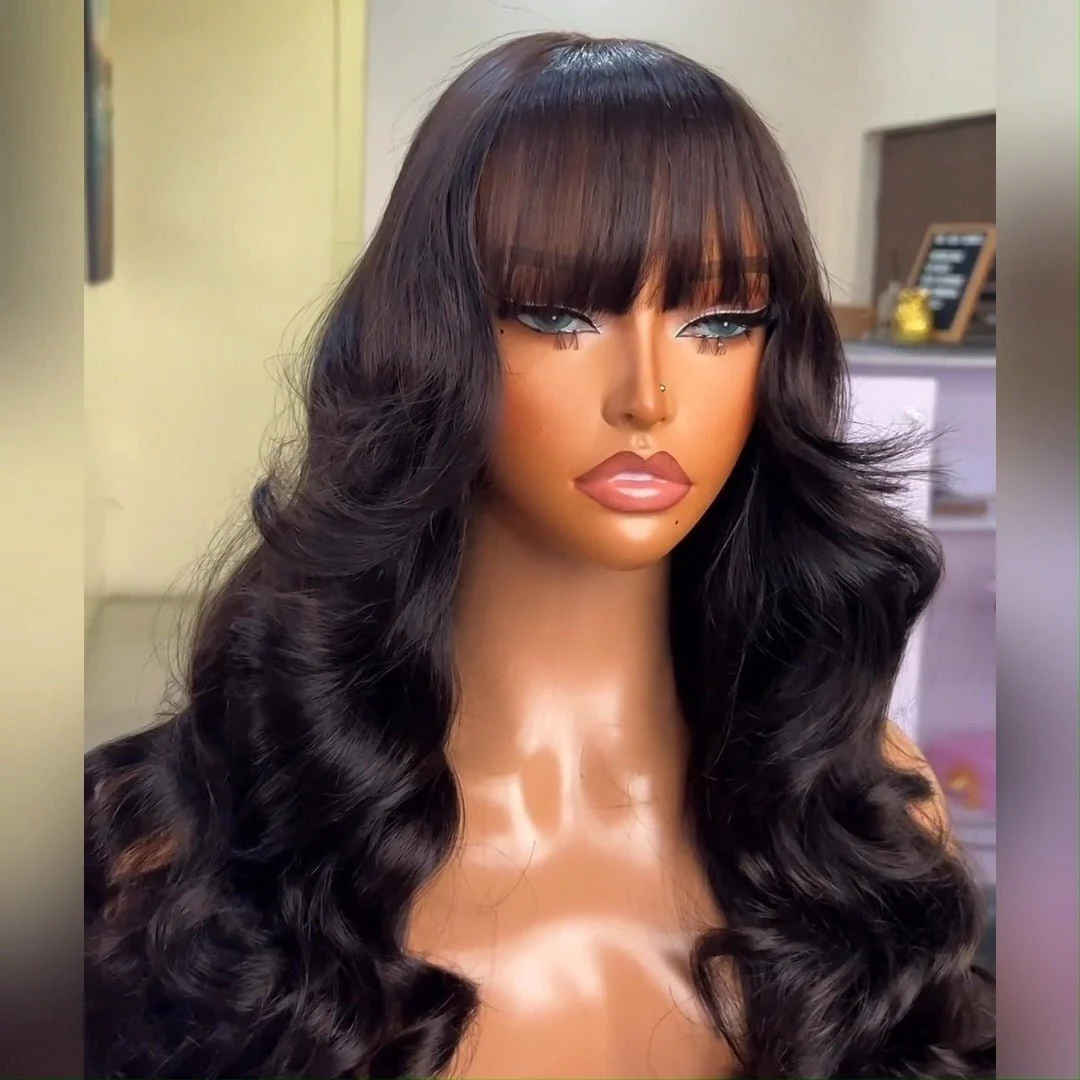 Layer Cut Wigs Put On&Go Body Wave Glueless Wigs 6x4 Human Hair Wig With Bangs Daily Deal - Image 4