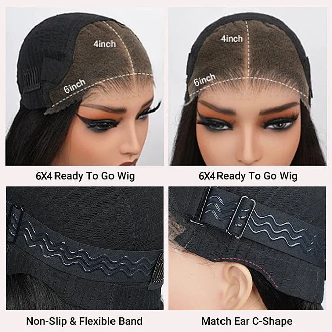 Layer Cut Wigs Put On&Go Body Wave Glueless Wigs 6x4 Human Hair Wig With Bangs Daily Deal - Image 5