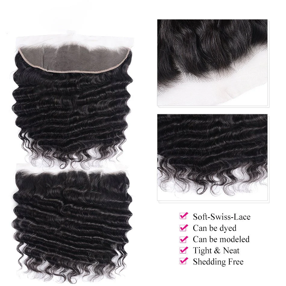 Geetahair Loose Deep Wave 13x4 Lace Frontal With 3 Bundles 100% Human Hair - Image 3