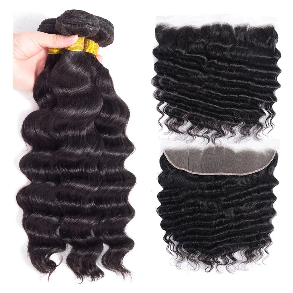 Geetahair Loose Deep Wave 13x4 Lace Frontal With 3 Bundles 100% Human Hair - Image 4