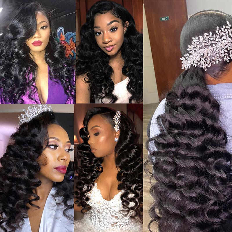 Geetahair Loose Deep Wave 13x4 Lace Frontal With 3 Bundles 100% Human Hair - Image 5