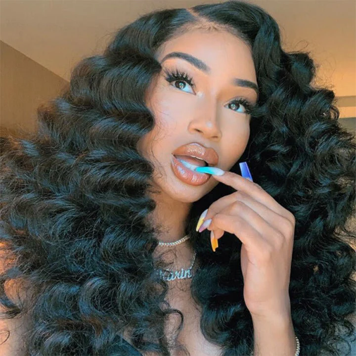 Loose Deep Wave 360 HD Transparent Lace Front Wig Pre Plucked Natural Color Human Hair Wigs - Image 3