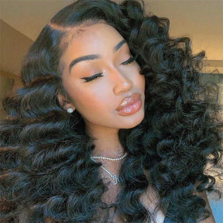 Loose Deep Wave 360 HD Transparent Lace Front Wig Pre Plucked Natural Color Human Hair Wigs - Image 4