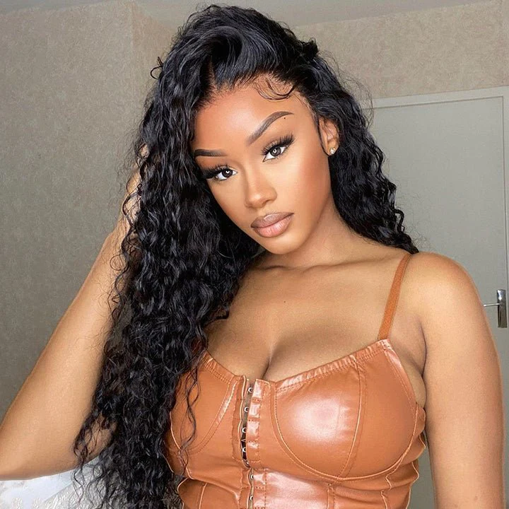 Natural Black Curly 5x5 HD Lace Closure Wig Pre Plucked Long Transparent Lace Human Hair Wigs - Image 2