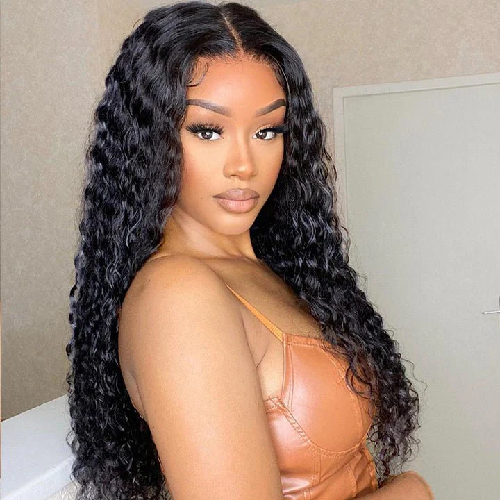 Natural Black Curly 5x5 HD Lace Closure Wig Pre Plucked Long Transparent Lace Human Hair Wigs - Image 3