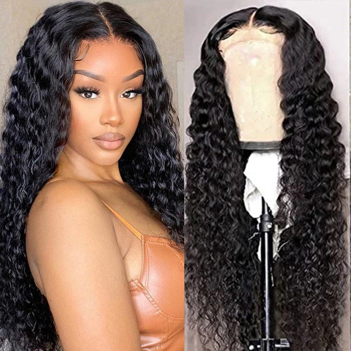 Natural Black Curly 5x5 HD Lace Closure Wig Pre Plucked Long Transparent Lace Human Hair Wigs - Image 5