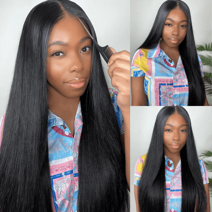 No Code Need: Glueless 13x4/6x4.5 Straight Wear & Go Pre Cut HD Transaparent Lace 100% Virgin Human Hair Wigs-Geeta Hair - Image 3