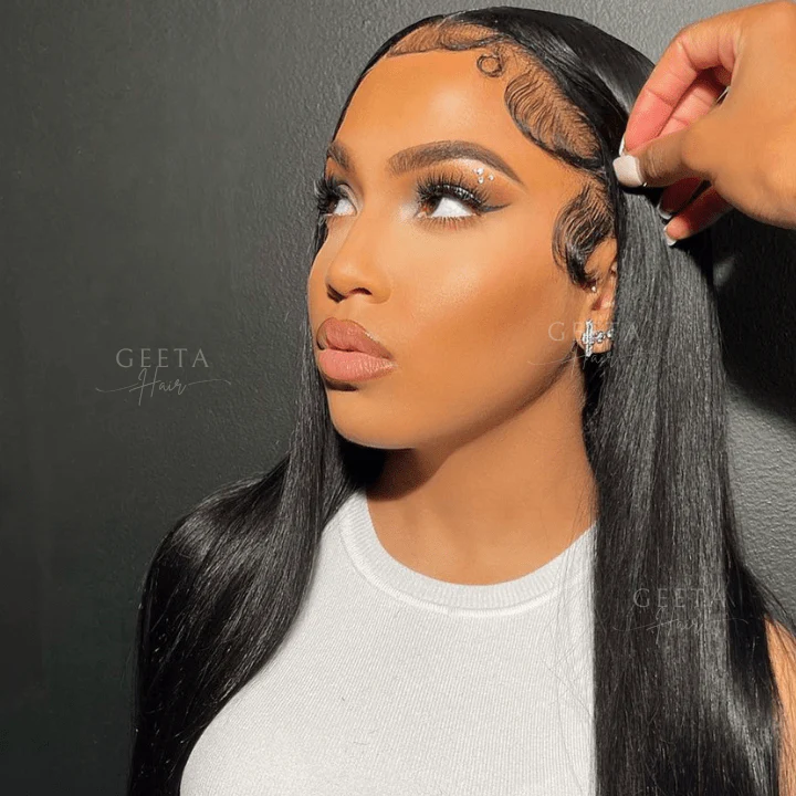 No Code Need: Glueless 13x4/6x4.5 Straight Wear & Go Pre Cut HD Transaparent Lace 100% Virgin Human Hair Wigs-Geeta Hair - Image 5
