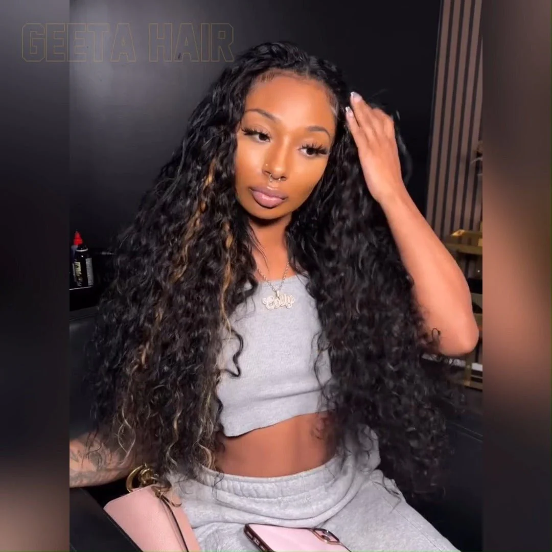 Luxe 300% Density Ready To Wear Glueless Wigs Deep Wave 13x4 Lace Part Human Hair Wig Highlight Blonde With Black Wigs - Image 3