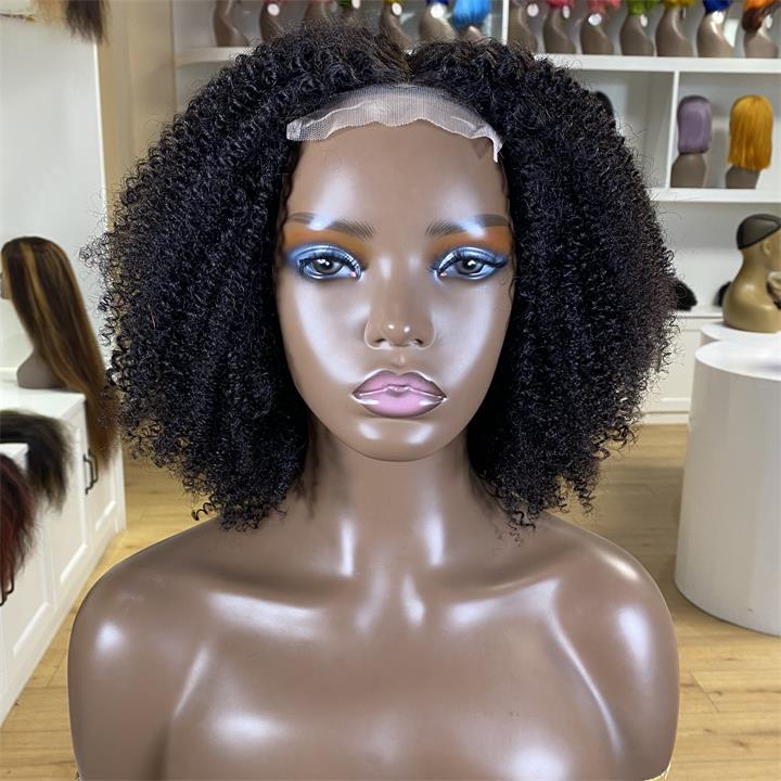 Short Kinky Curly Wigs for Black Women Black Curly Lace Front Wigs Human Hair Pre Plucked 180% Density - Geeta Hair - Image 3