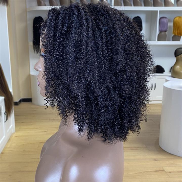 Short Kinky Curly Wigs for Black Women Black Curly Lace Front Wigs Human Hair Pre Plucked 180% Density - Geeta Hair - Image 4