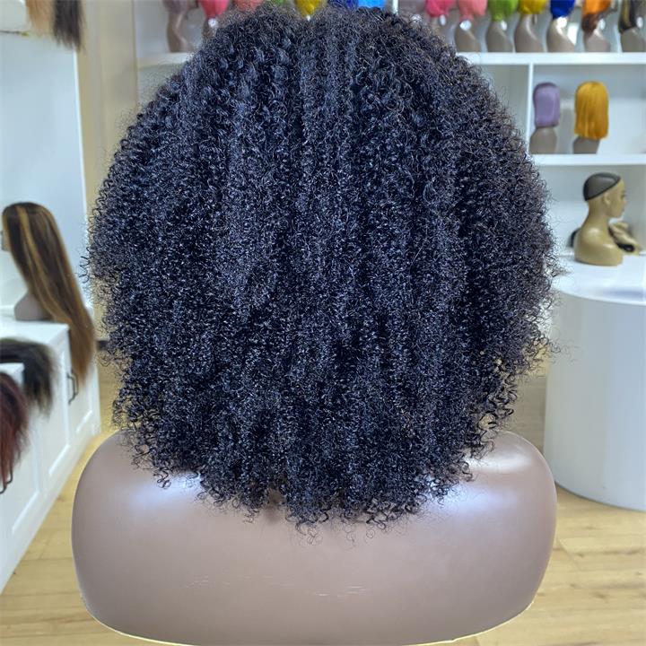 Short Kinky Curly Wigs for Black Women Black Curly Lace Front Wigs Human Hair Pre Plucked 180% Density - Geeta Hair - Image 5