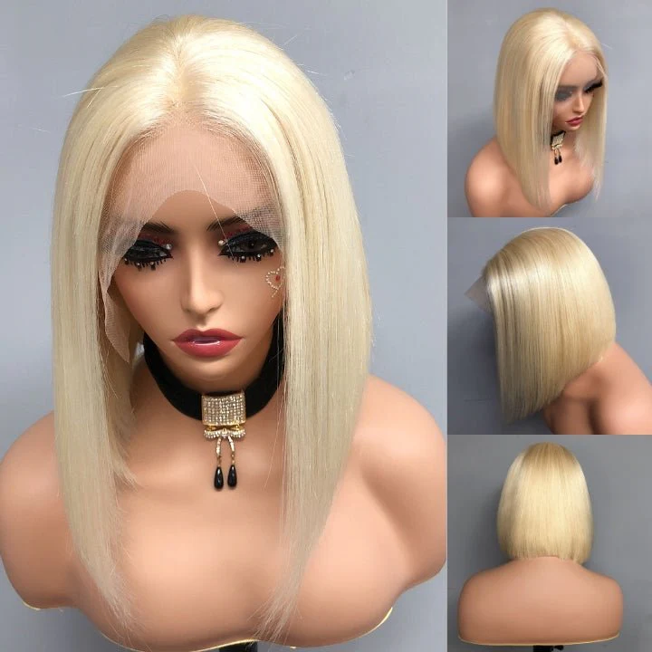 #613 Blonde 13x4 Short Bob Lace Front Wig Straight Hair Undetectable Lace Wig Pre Plucked With Baby Hair Natural Hairline Glueless Wig Flash Sale