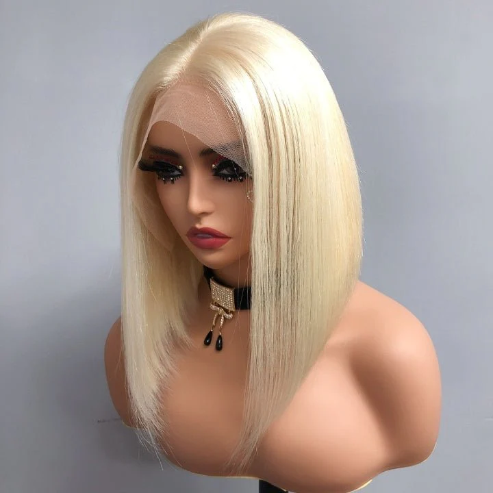 #613 Blonde 13x4 Short Bob Lace Front Wig Straight Hair Undetectable Lace Wig Pre Plucked With Baby Hair Natural Hairline Glueless Wig Flash Sale - Image 4