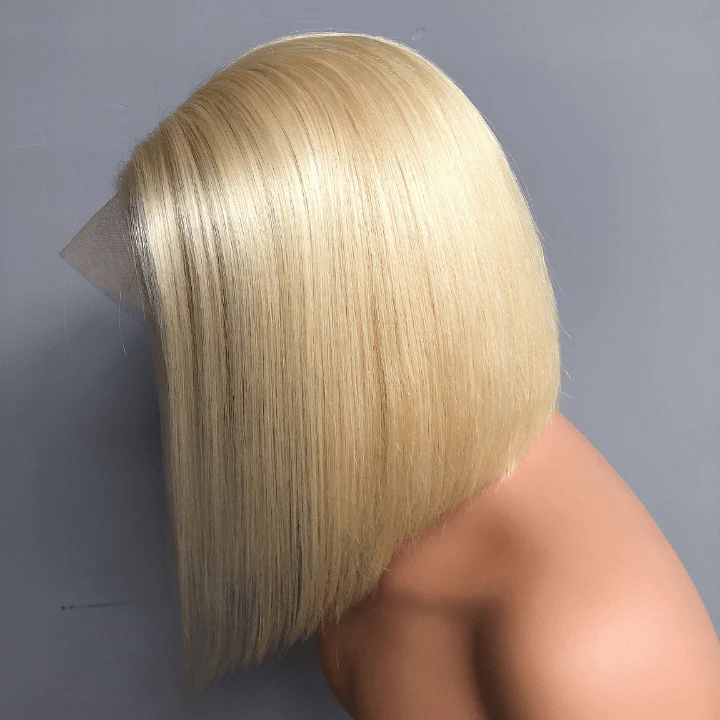 #613 Blonde 13x4 Short Bob Lace Front Wig Straight Hair Undetectable Lace Wig Pre Plucked With Baby Hair Natural Hairline Glueless Wig Flash Sale - Image 6
