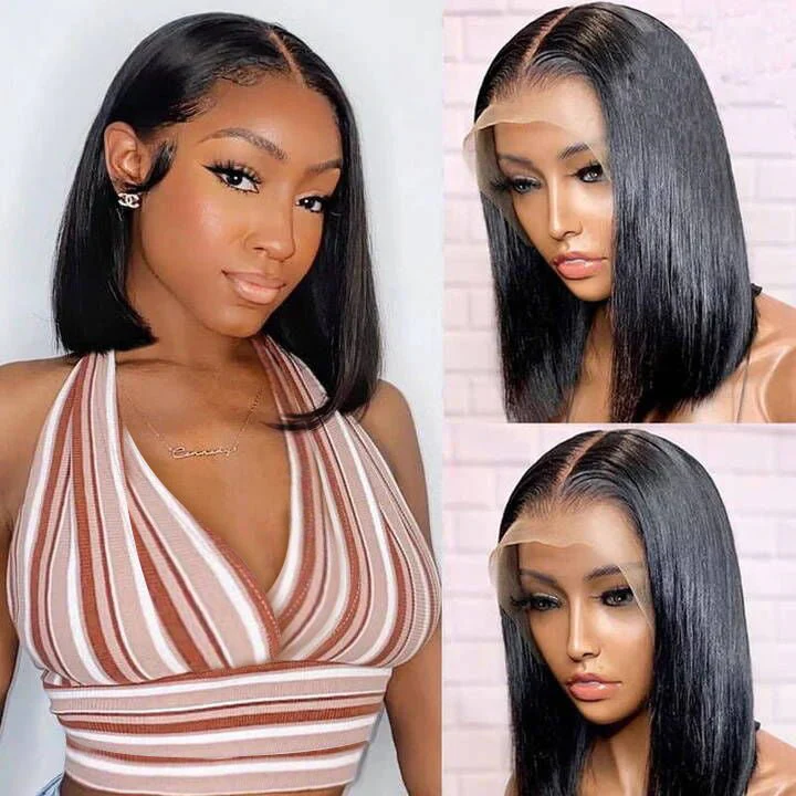 Short Straight Hair Lace Front Bob Wigs Pre Plucked Natural Hairline Glueless Real Human Hair Wig-Geeta Hair - Image 3