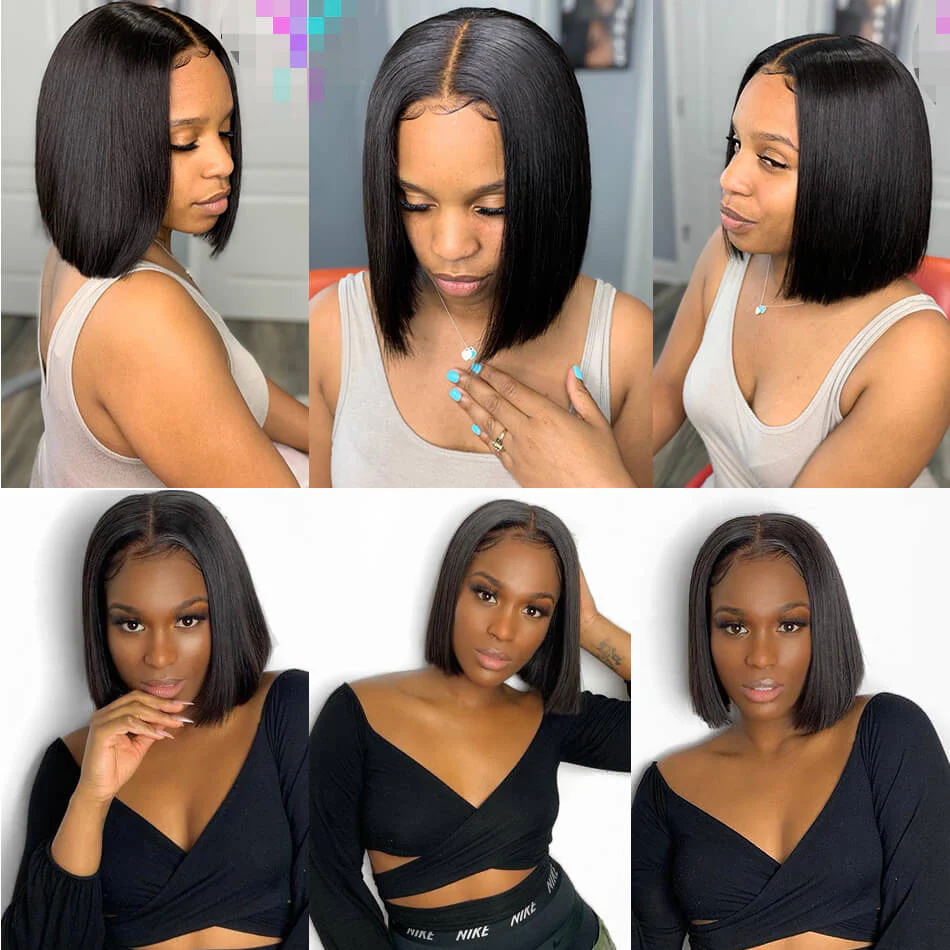 Short Straight Hair Lace Front Bob Wigs Pre Plucked Natural Hairline Glueless Real Human Hair Wig-Geeta Hair - Image 5