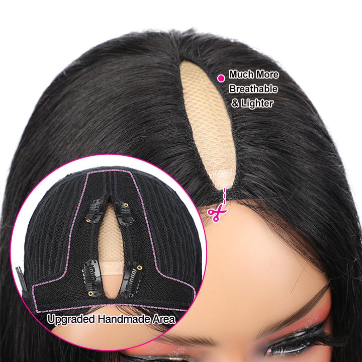 Geeta Thin V Part Wig Body Wave Human Hair Wigs Invisi Drawstring Beginner-friendly - Image 3