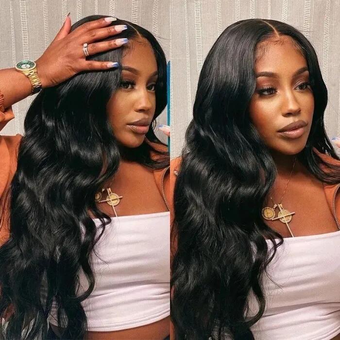 Geeta Thin V Part Wig Body Wave Human Hair Wigs Invisi Drawstring Beginner-friendly - Image 5