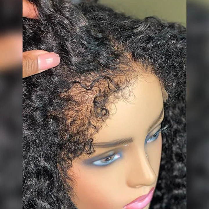 Type 4C Natural Edges Curly Free Parting 13x4 Invisible Lace Front Wig With Kinky Baby Hairline-Geeta Hair - Image 3