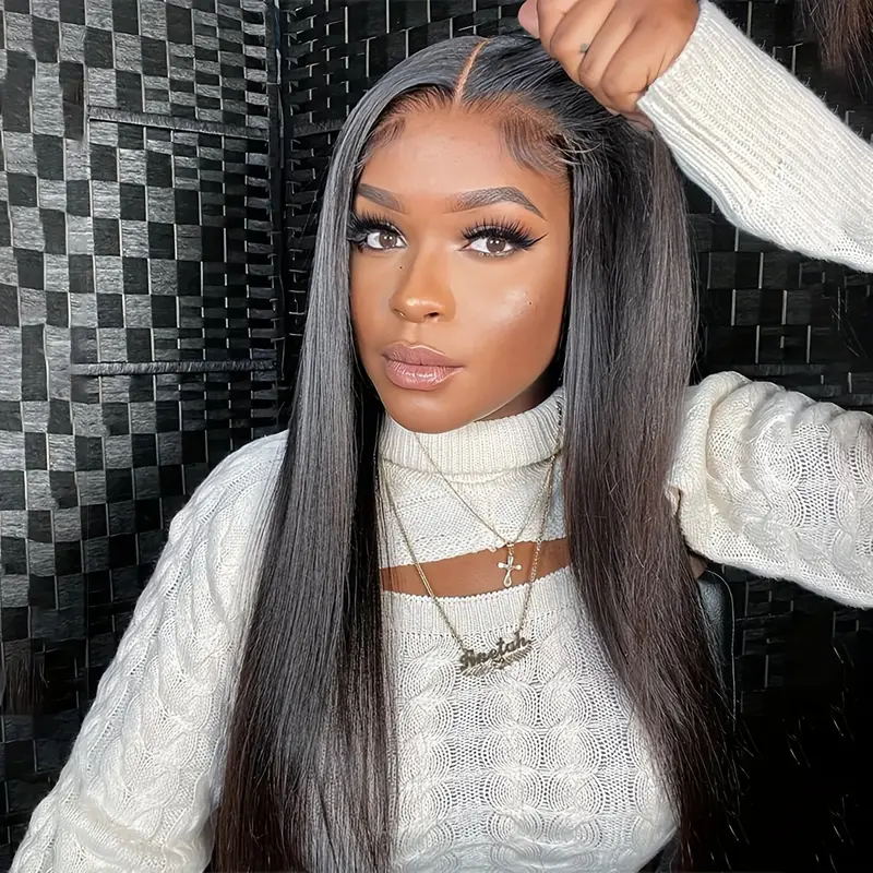 Upgrade 7x5 Pre Cut Lace Straight Hair Put On & Go Glueless Wig Daily Deal - Image 3
