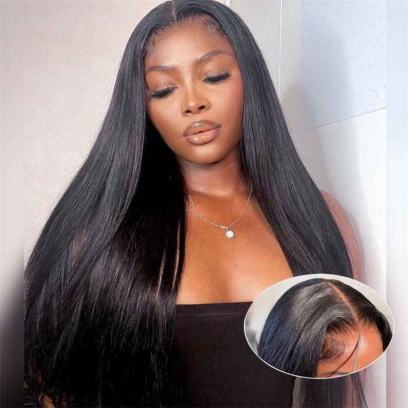 Upgrade 7x5 Pre Cut Lace Straight Hair Put On & Go Glueless Wig Daily Deal - Image 8