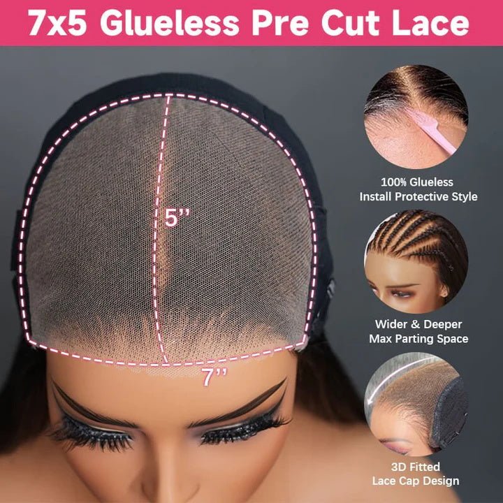 Brown Straight Glueless Wig Ombre 13X4 Lace Front Wig Pre Plucked Hairline Human Hair Wig - Image 6