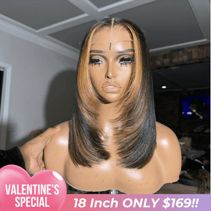 Tax Return Sale Layer Cut Glueless Wigs Ombre Highlight Straight Bob Human Hair Wigs 13x4 Lace Front Wigs - Image 2