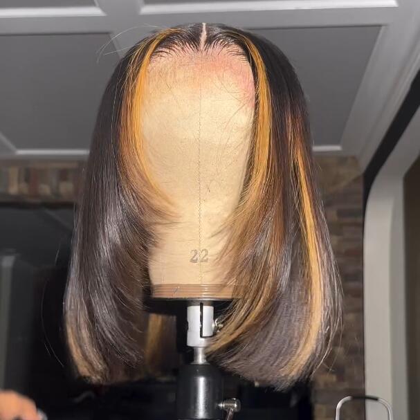 Tax Return Sale Layer Cut Glueless Wigs Ombre Highlight Straight Bob Human Hair Wigs 13x4 Lace Front Wigs - Image 3