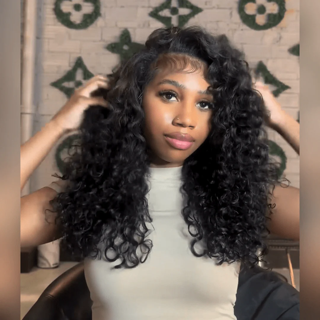 Wand Curl Glueless Wig Wand Curls 13x4 Lace Front Human Hair Wigs Pre Plucked 250% Density