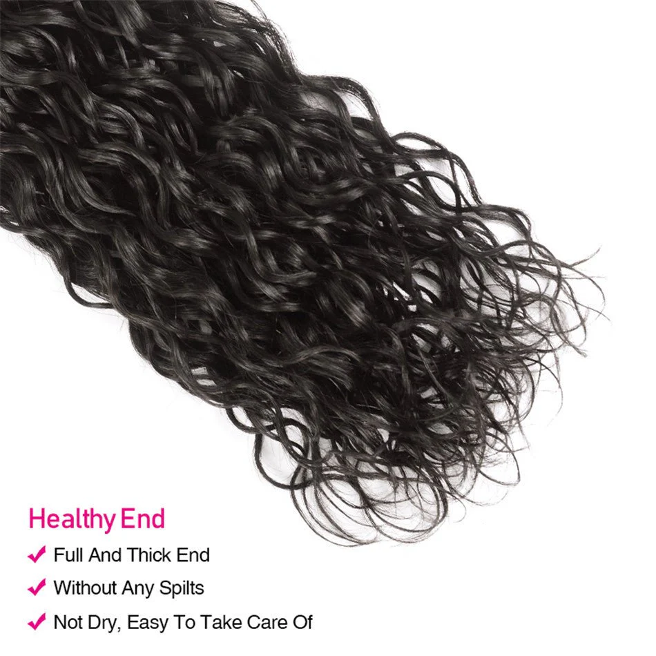 Geetahair Water Wave Hair 3 Bundles with 4x4 Lace Closure 100% Virgin Human Hair on Sale - Image 3