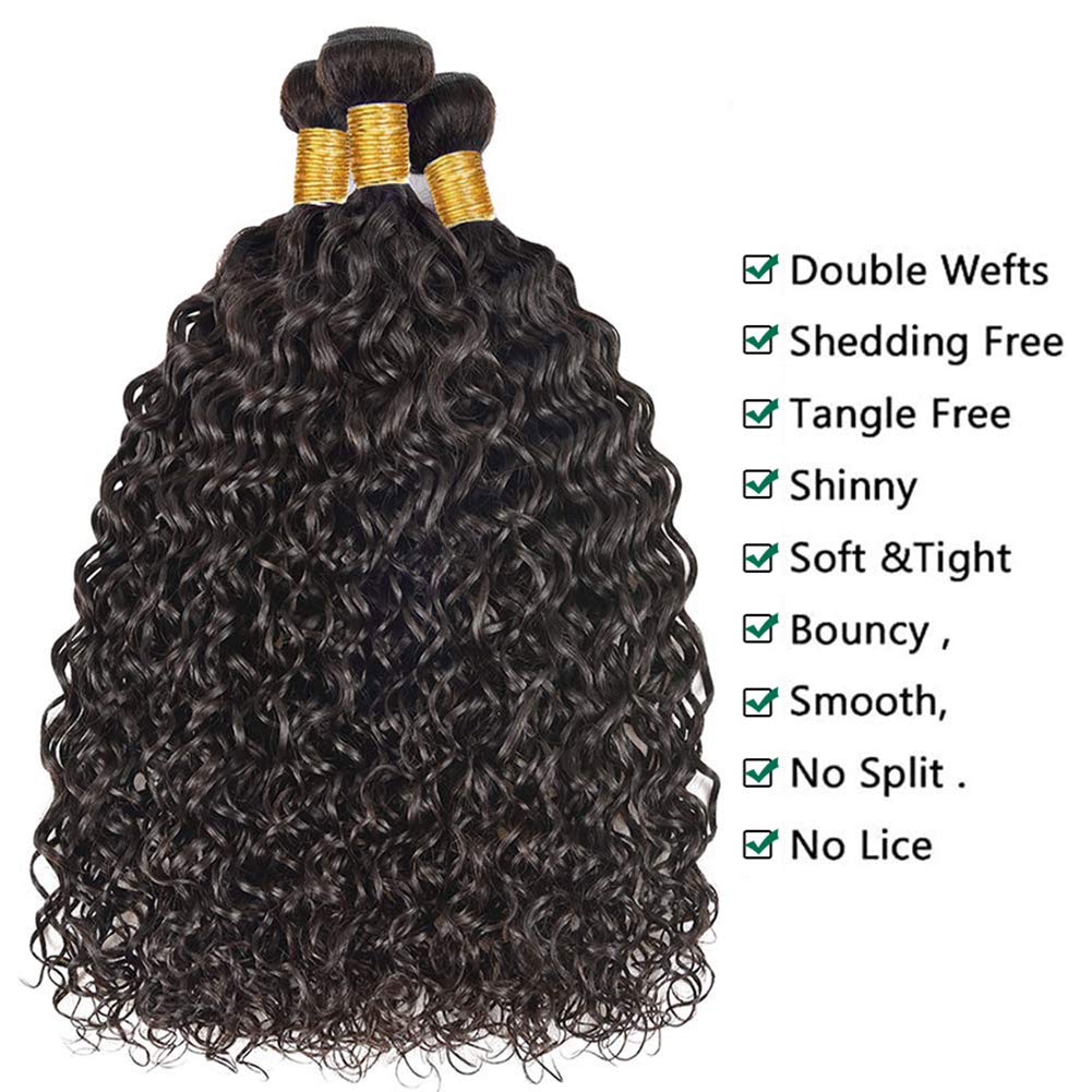 Geetahair Water Wave Hair 3 Bundles with 4x4 Lace Closure 100% Virgin Human Hair on Sale - Image 5